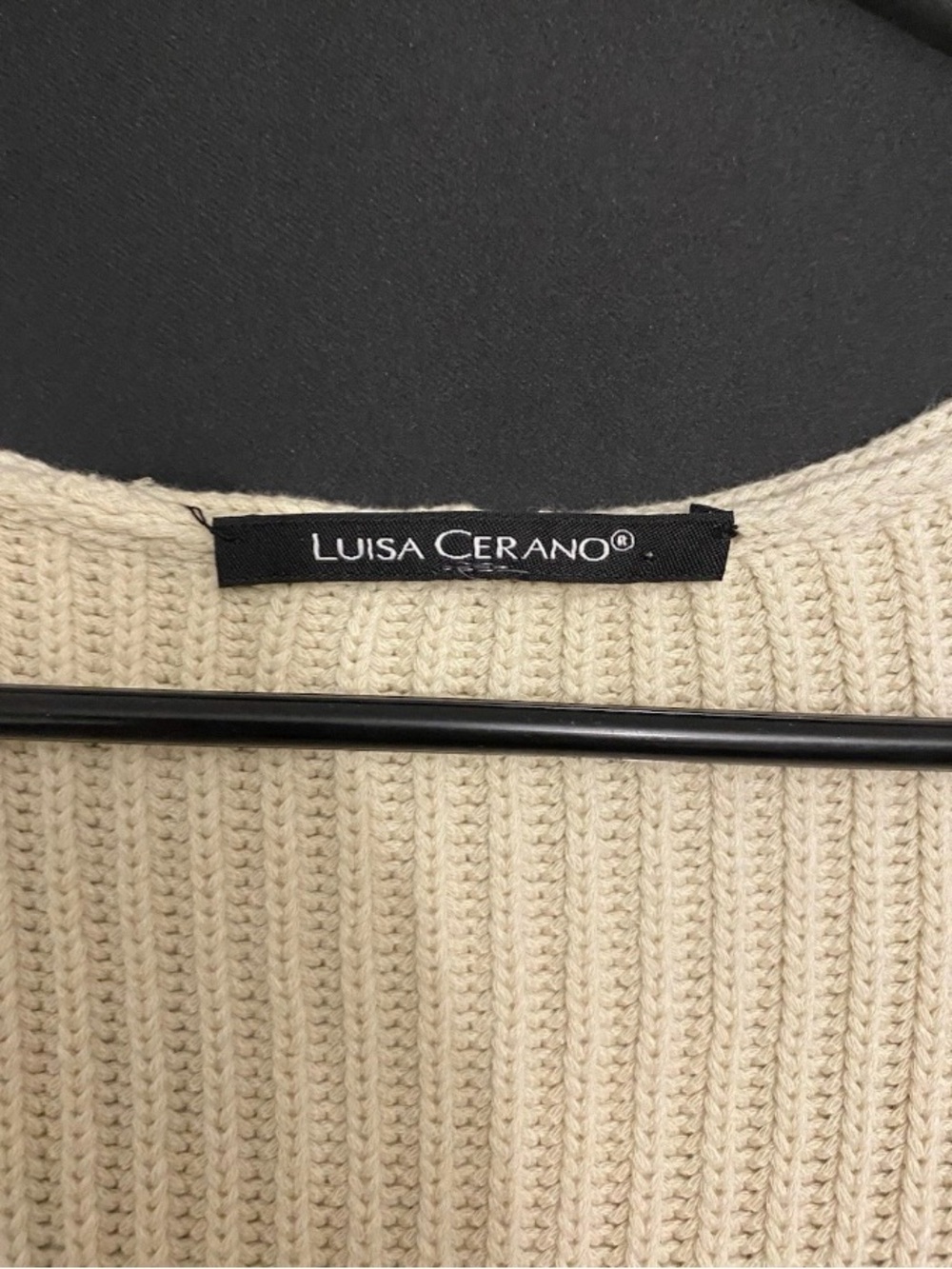 Tan Zip-Front V-Neck Ribbed Sweater - Picture 2 of 6